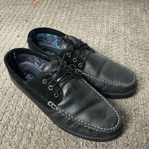 🐧 ORIGINAL PENGUIN black leather and suede loafers deck boat shoes US 11